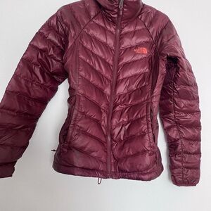 The North Face Red Puffer Jacket with Quilted Design